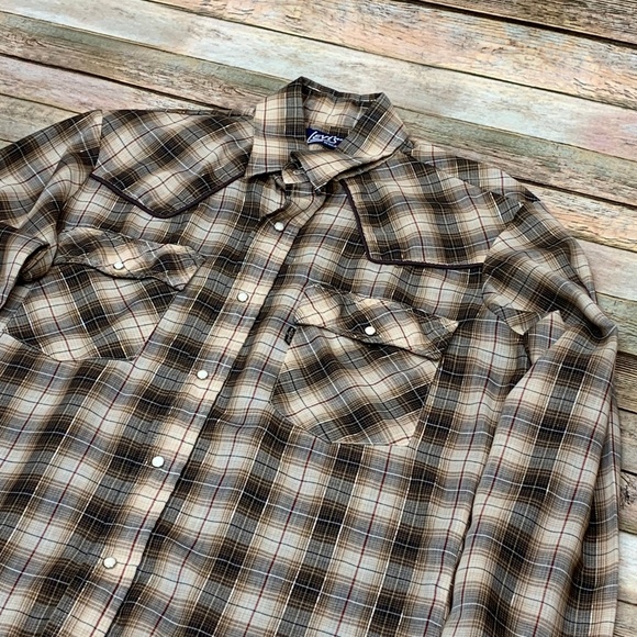 Vintage Levi's Western Shirt Brown Gold Thread Med - Picture 2 of 8